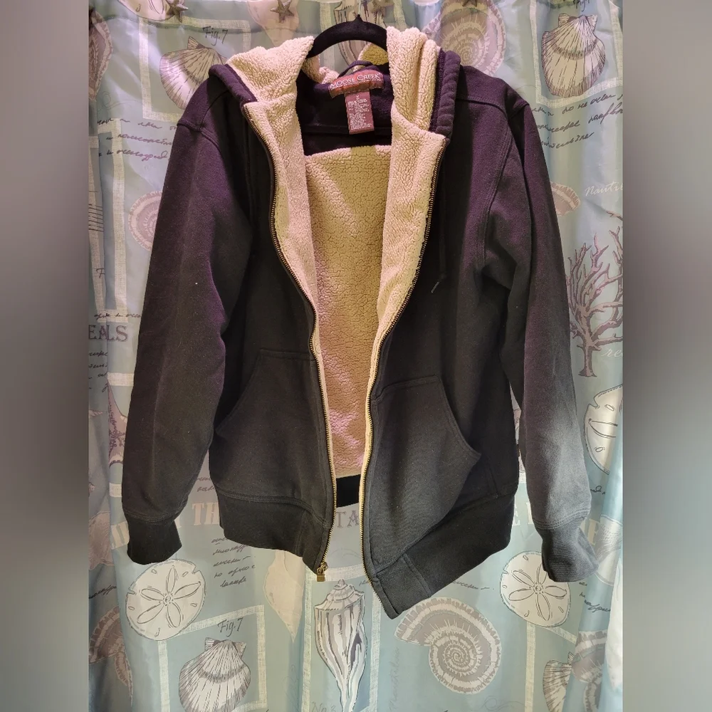Moose Creek Black Hoodie with Cream Lining - Picture 1 of 8
